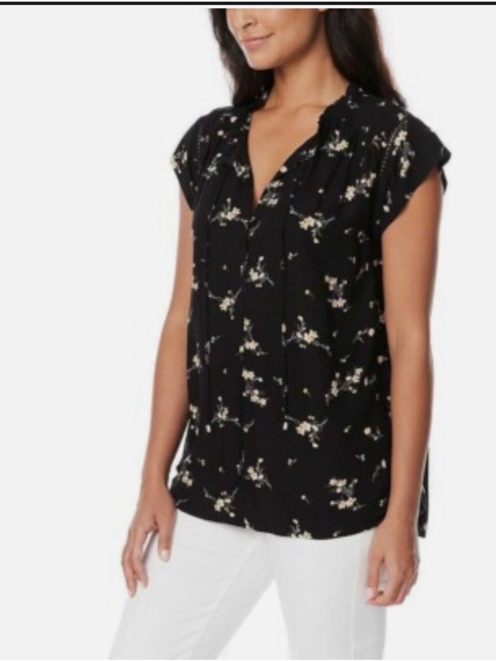 Buffalo David Bitton Black Floral Blouse Small Whimsigoth Boho Cottagecore Top